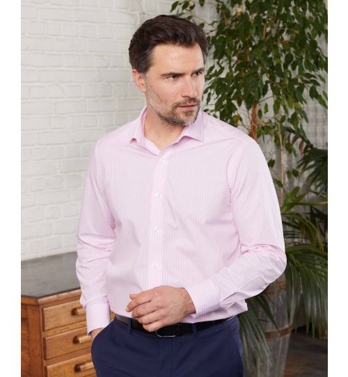 Men’s Pink Reverse Bengal Stripe Slim Fit Shirt | Savile Row Co