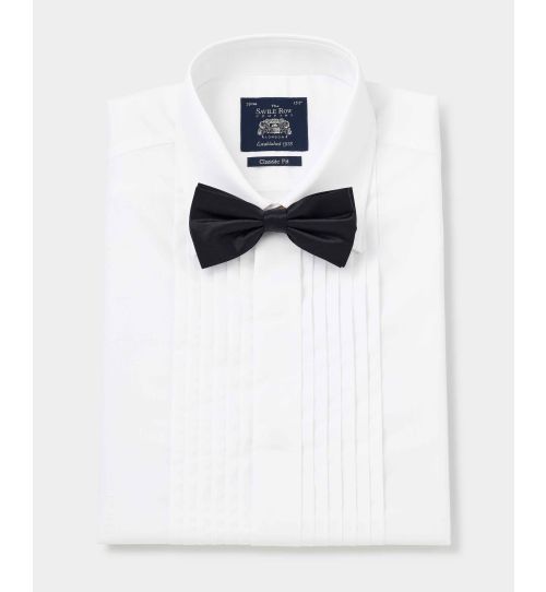 Men’S White Pleated Front Classic Fit Dress Shirt | Savile Row Co