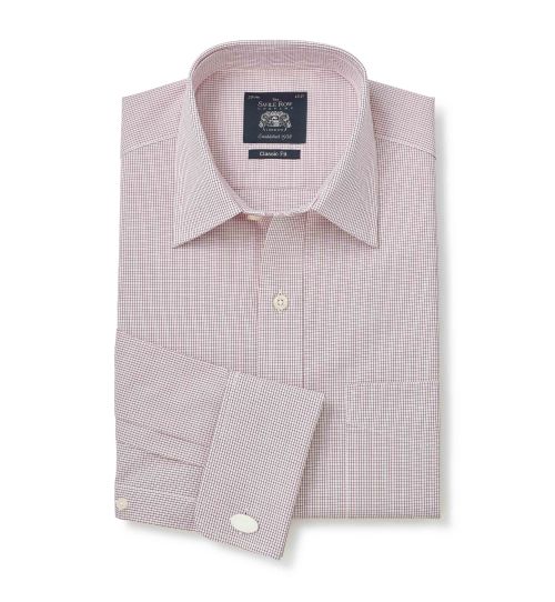 Men’s White Red Micro Check Classic Fit Shirt | Savile Row Co