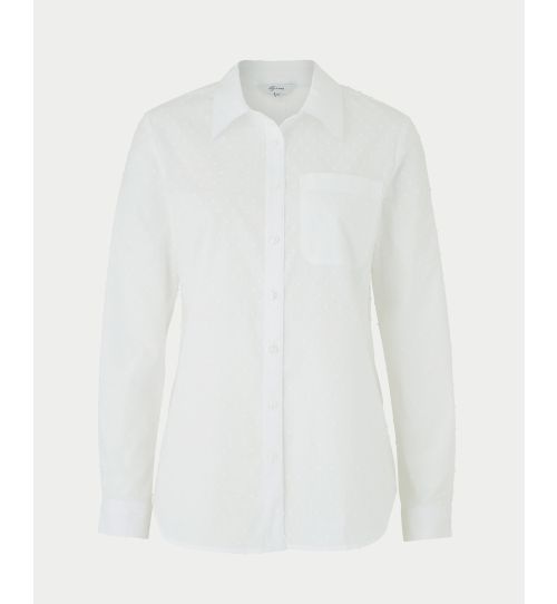 Women's White Dobby Spot Semi-Fitted Shirt | Savile Row Co