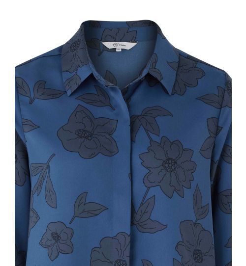 Women’s Printed Boyfriend Fit Shirt in Blue | Savile Row Co