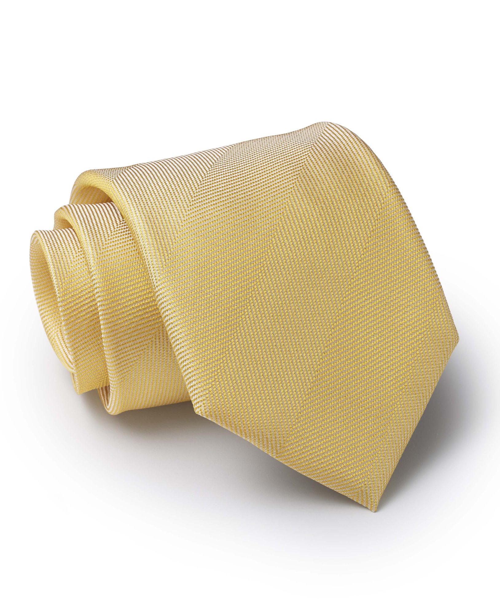 Gold Large Herringbone Silk Tie