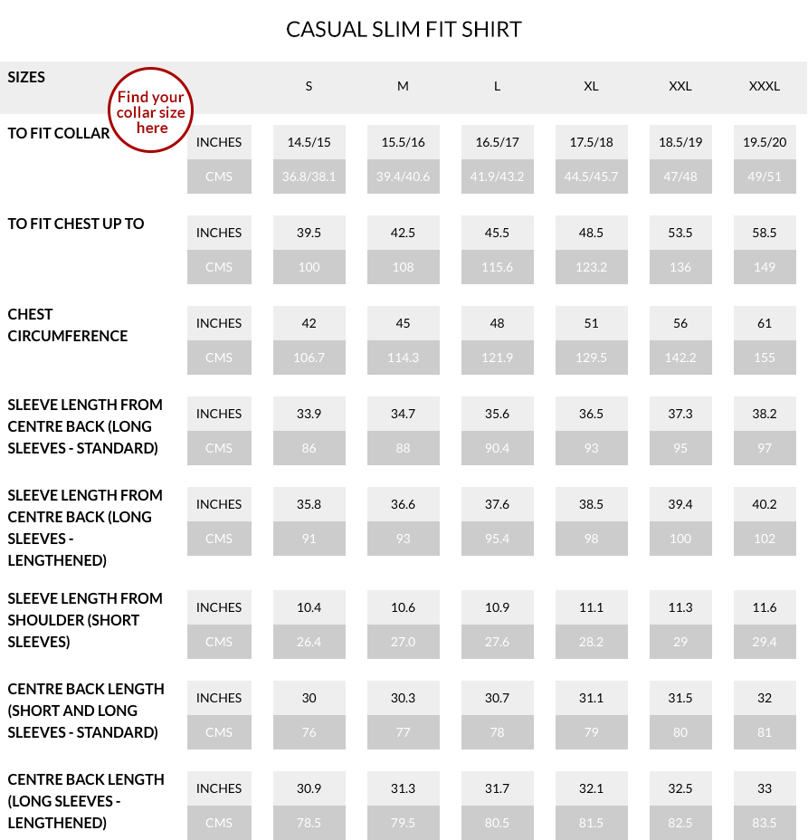 Medium size shirt clearance measurements