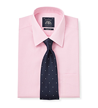 Pink Fine Micro Check Classic Fit Shirt - Single Cuff