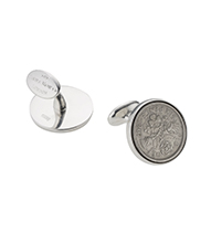 Sterling Silver Cufflink with 'Lucky' Sixpence